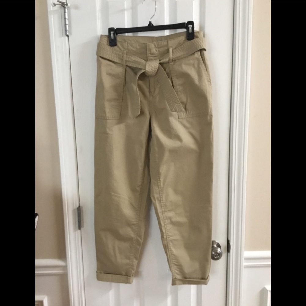 belted paper bag waist cargo pants Small